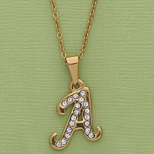 Initial CZ Pendant & 18" Necklace Set