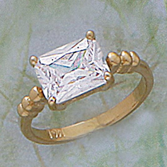 Solitaire Emerald-Cut CZ Ring