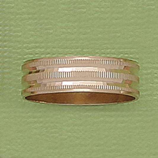 Diamond Cut 8mm Etched Band Ring