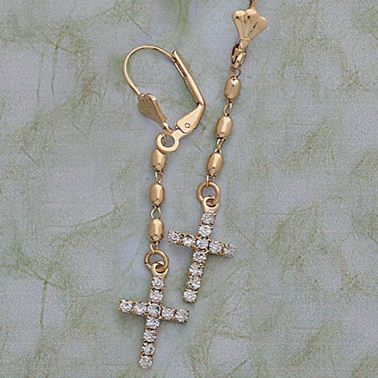 CZ Cross Dangling Earrings