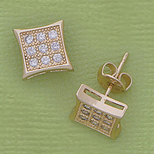 CZ 9mm Square Post Earrings