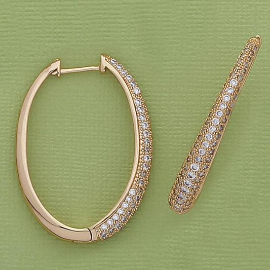 Oval 40mm Hoop Earrings with Stones