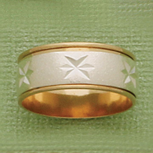 Two Tone Wide Etched 8mm Band Ring
