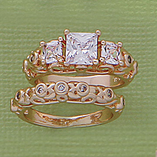 Double Band Multi CZ Ring Set