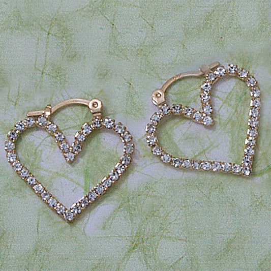 Heart Shaped 28mm Earrings with Stones