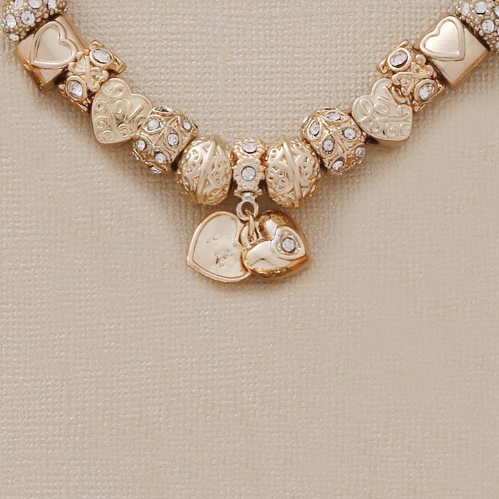 Heart Charm 7.5" Bracelet with CZs