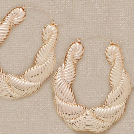 Large Braid 80mm Puffed Earrings