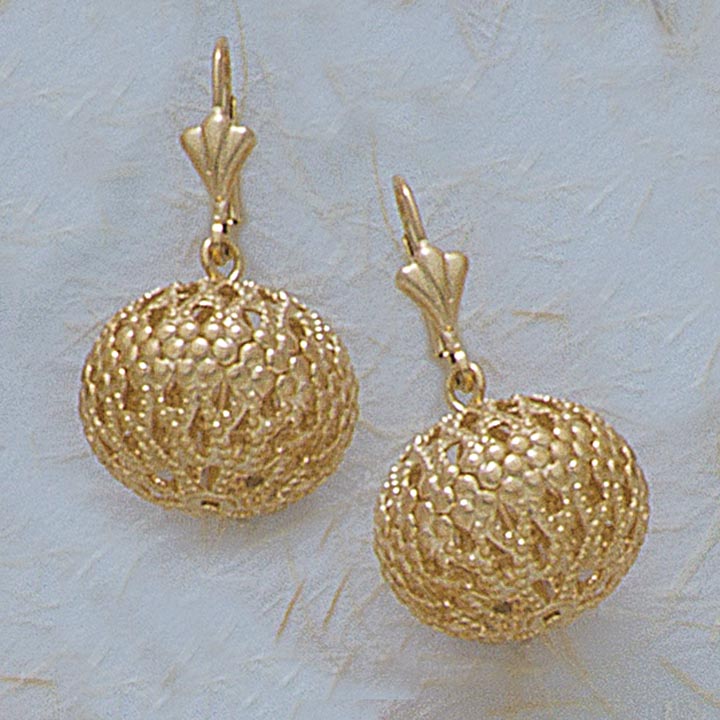 Filigree 21mm Ball French-Back Earrings