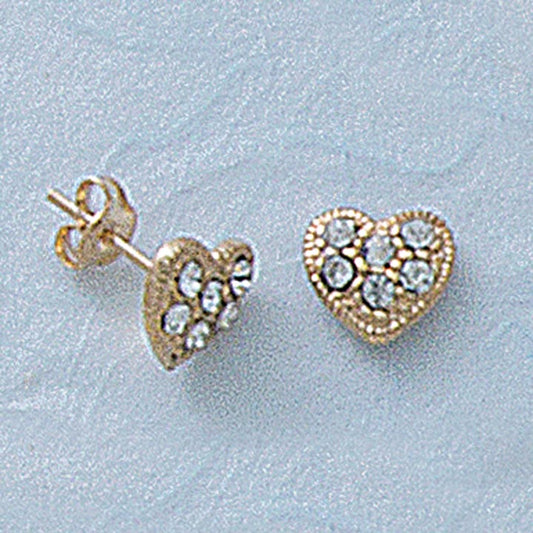 Small Heart Post Earrings with Stones