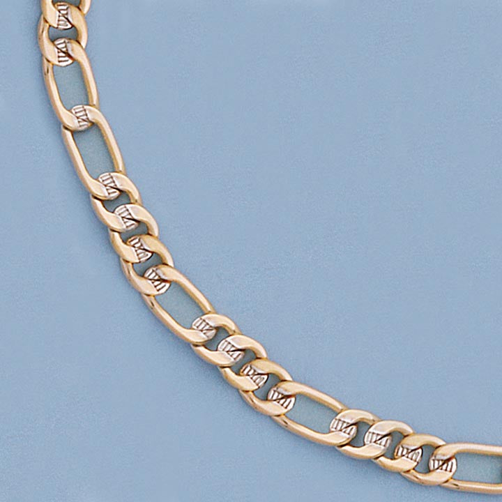 Two-Tone 6mm Etched Figaro Bracelet or Necklace