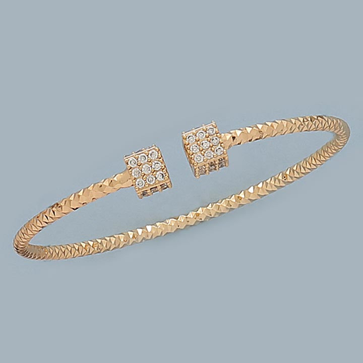 Double Square Pave Stone Bangle