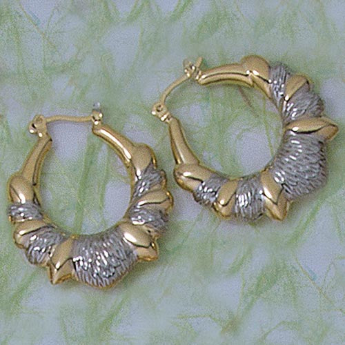 28mm Two-Tone Puffed Hoop Earrings