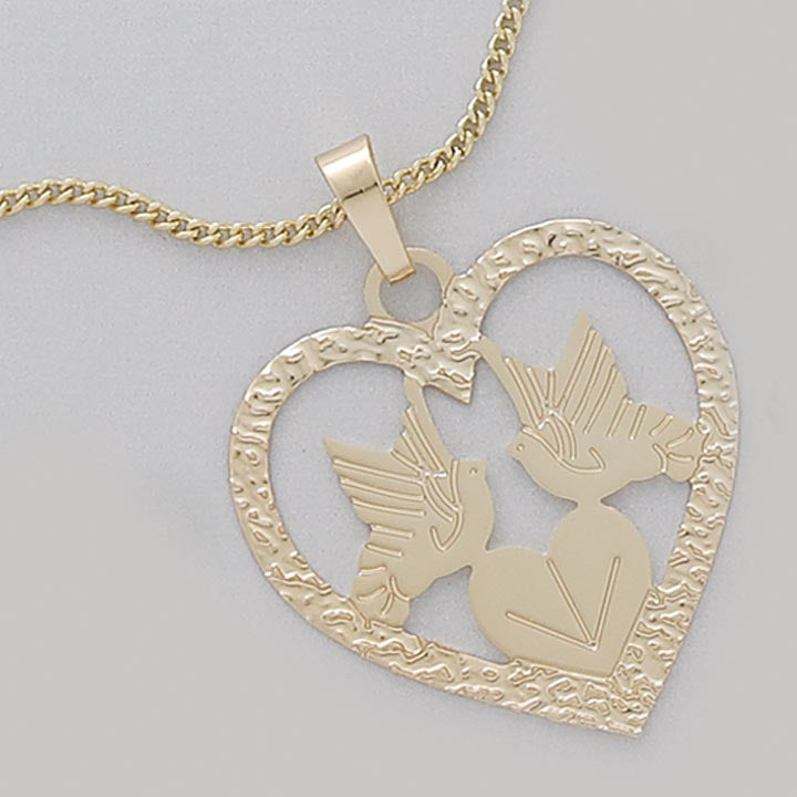 Heart & Doves Pendant & 20" Necklace Set