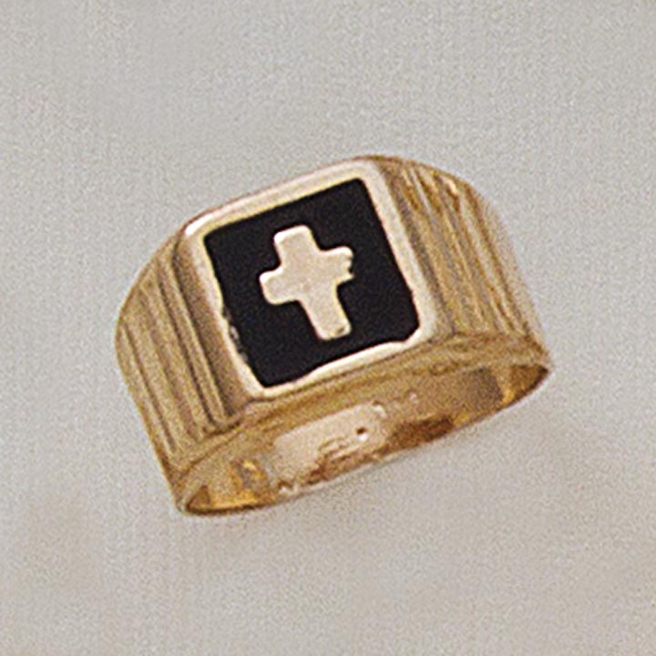 Black Enamel Cross Men's Ring