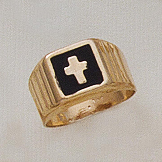 Black Onyx & Cross Men's Ring