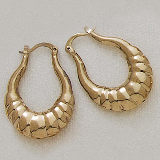 33mm Puffed Oval Hoop Earrings