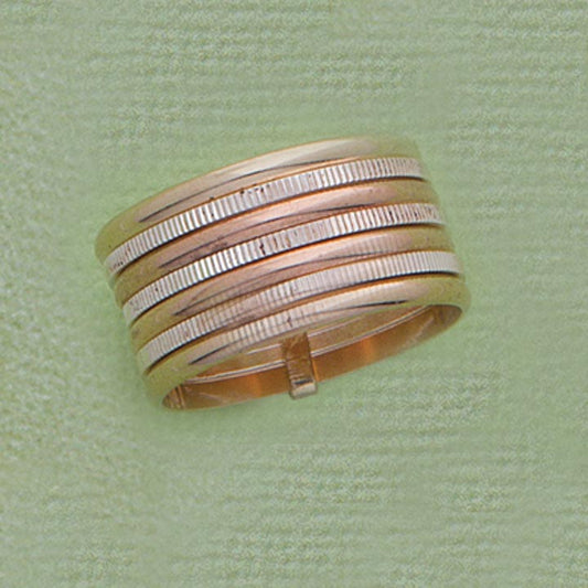 Tri-Color Seven Band Ring