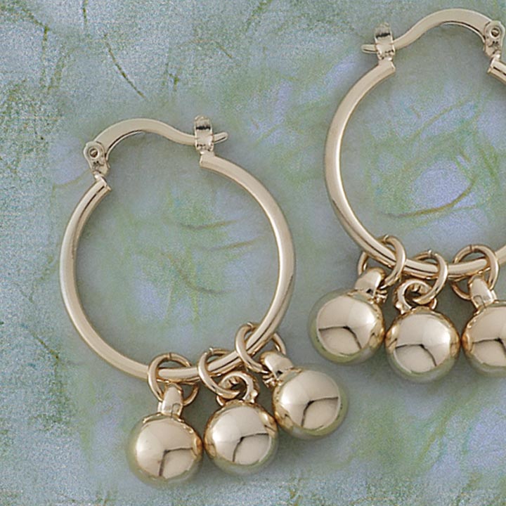 24mm Dangling Balls Hoop Earrings