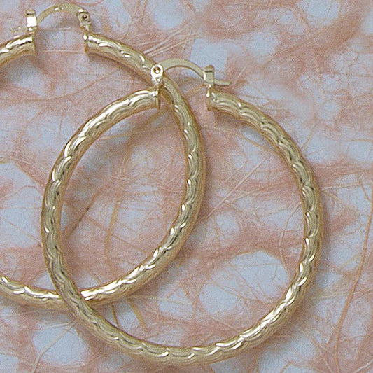 50mm Etched Hoop Earrings