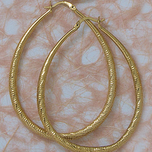 30mm Etched Oval Hoop Earrings