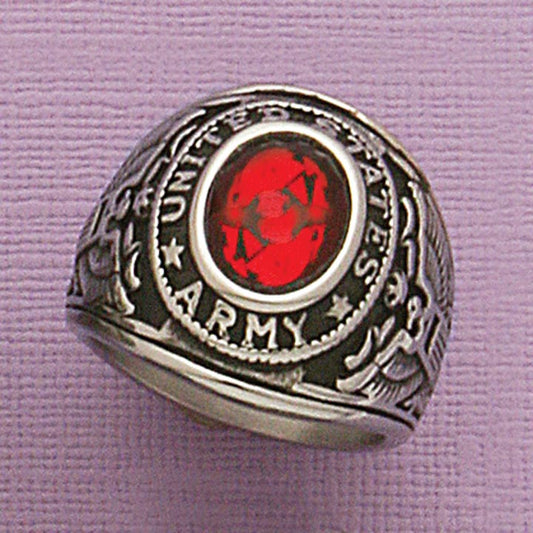 SS US Army Men's Ring with Stone