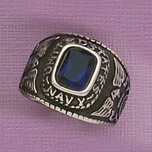 SS US Navy Men's Ring with Stone