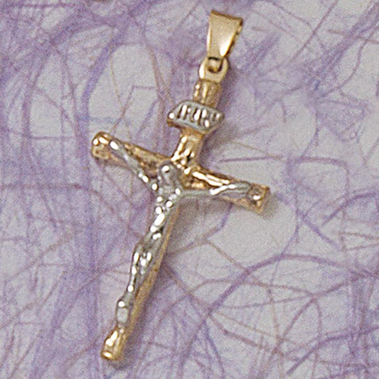 Cross Crucifix Two Tone 29mm Pendant