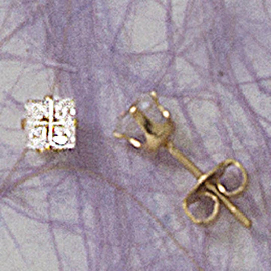 Square CZ 4mm Post Earrings