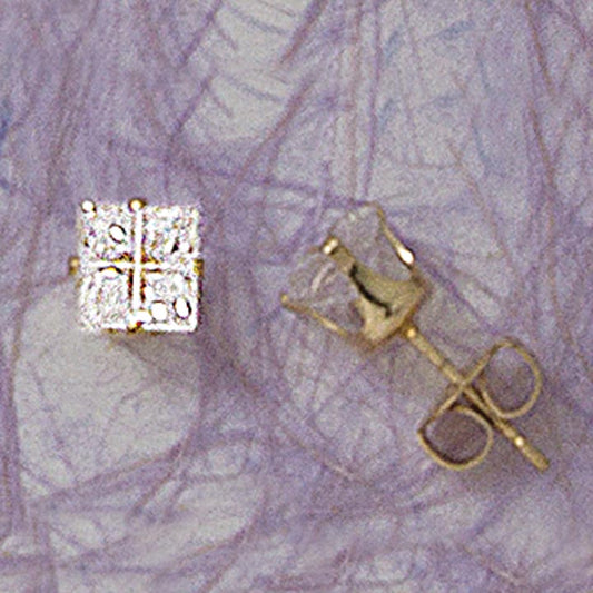 Square CZ 6mm Post Earrings