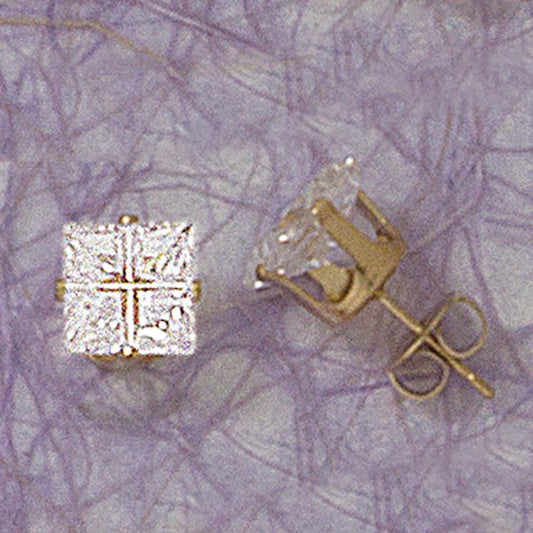 8mm Square CZ Post Earrings