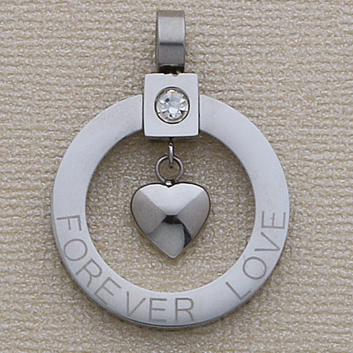 25mm SS Forever Love Dangling Heart CZ Pendant