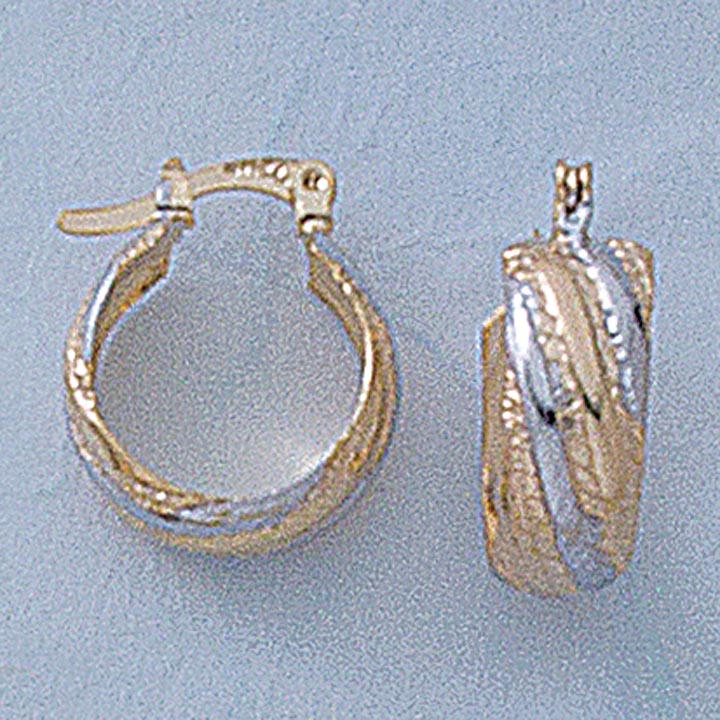 Small Two Tone 16mm Hoop Earrings